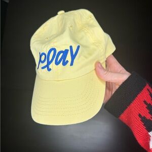 Yellow Cap with Blue Embroidery